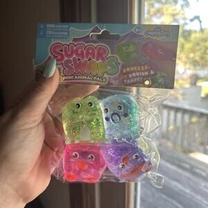 Orb Curiosities Sugar Swaps Mini Animals Squishys 4 Pack Green,Blue,Pink,Purple